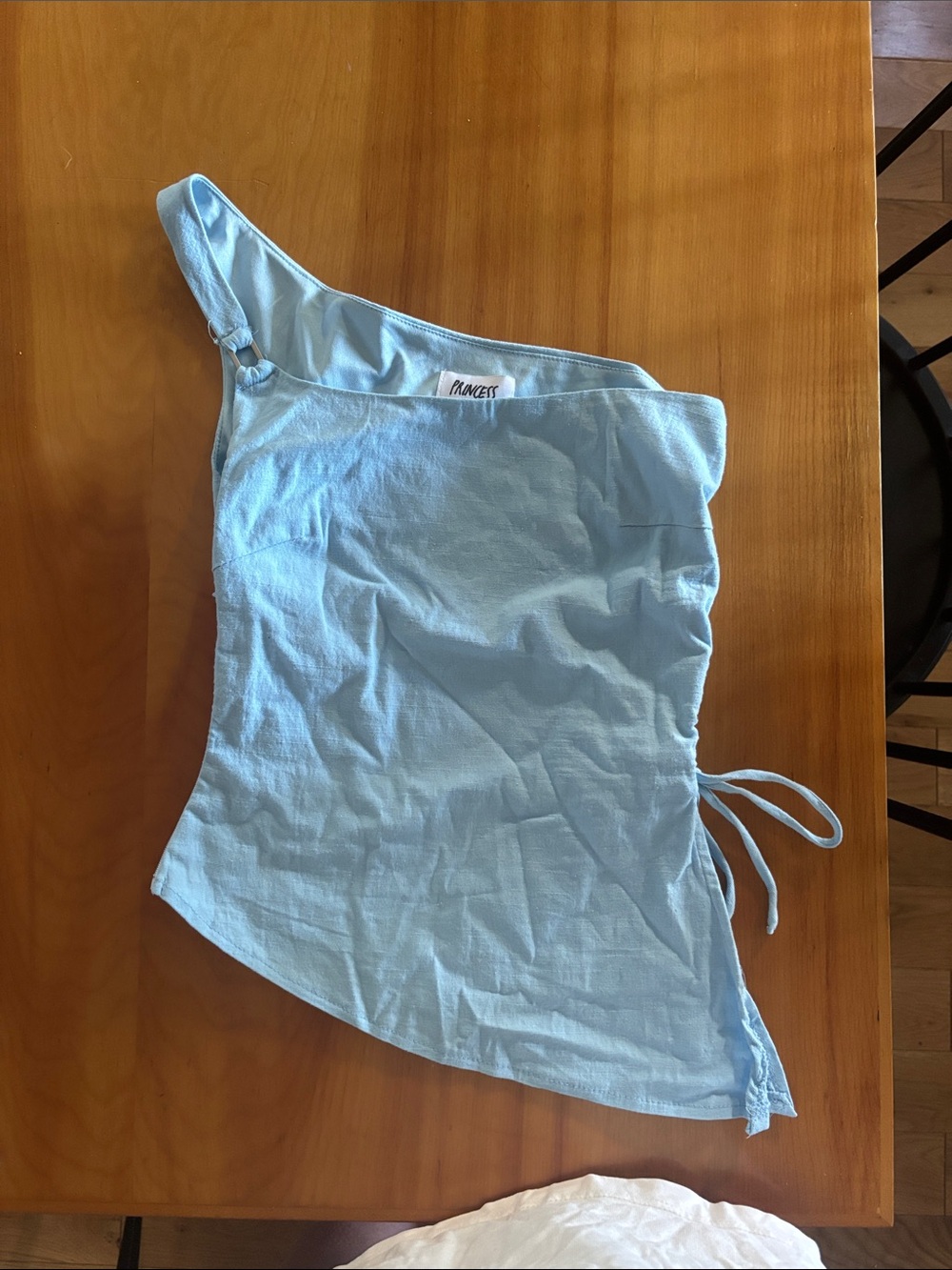 Light Blue One-Shoulder Top